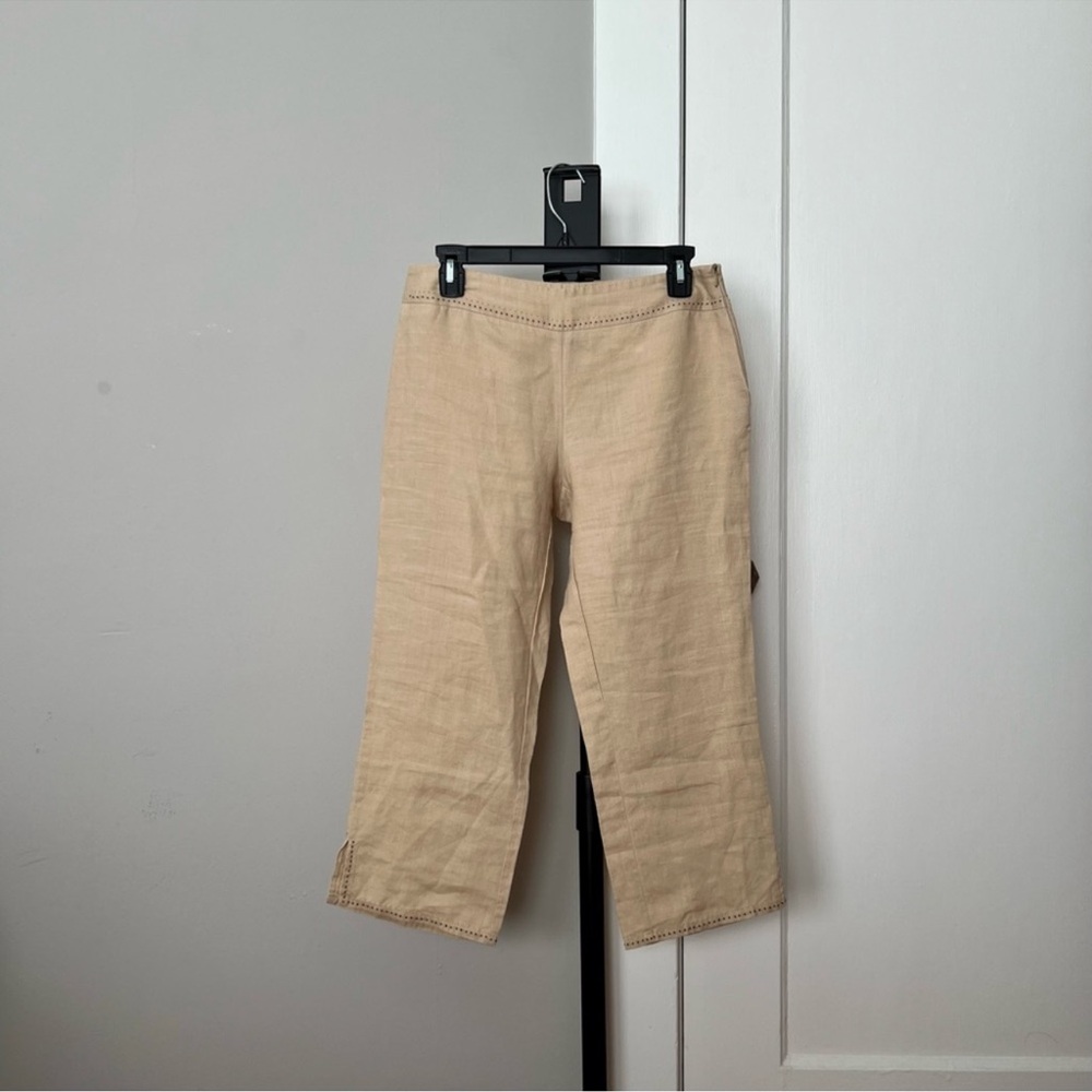 NAFNAF linen wide leg pants cream color